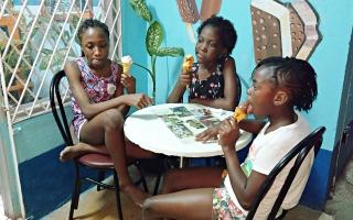 Children treat at Crazy Scoop Ice Cream in Old Harbour Bay (OH News Photo)