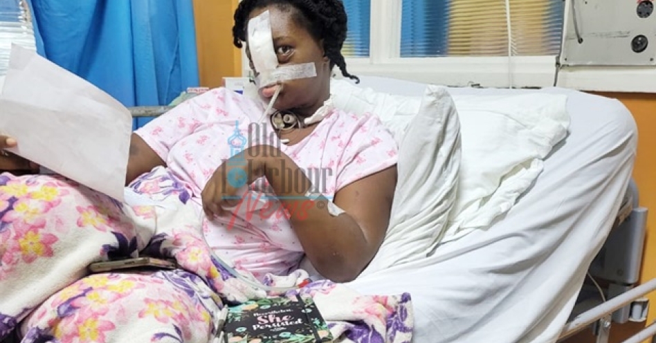 Lisa Morris at the University Hospital of the West Indies (UHWI) after surgery.