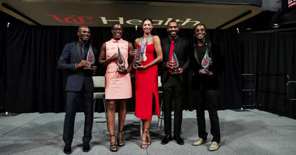 Omar Cummings (left) alongside fellow hall of famers at the James P. Kelly Hall of Fame Induction Ceremony Class of 2024 on September 20, 2024.