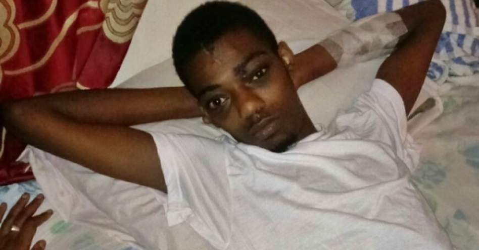 A photo of Shacquilio ‘Rodjay’ Steadman after arriving home from hospital today (Photo: Contributed)
