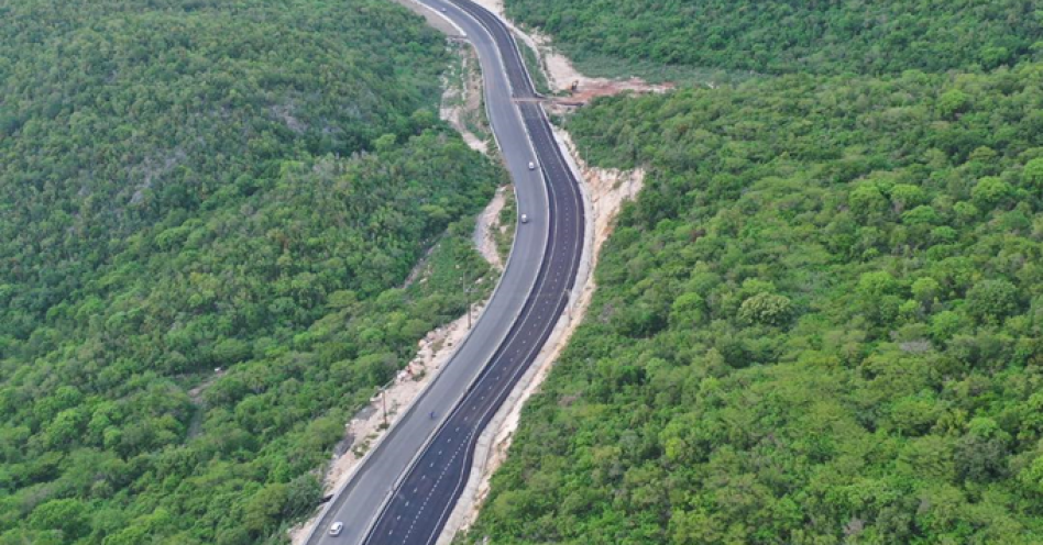 An aerial view of the Southern Coastal Highway in Yallahs, St Thomas.