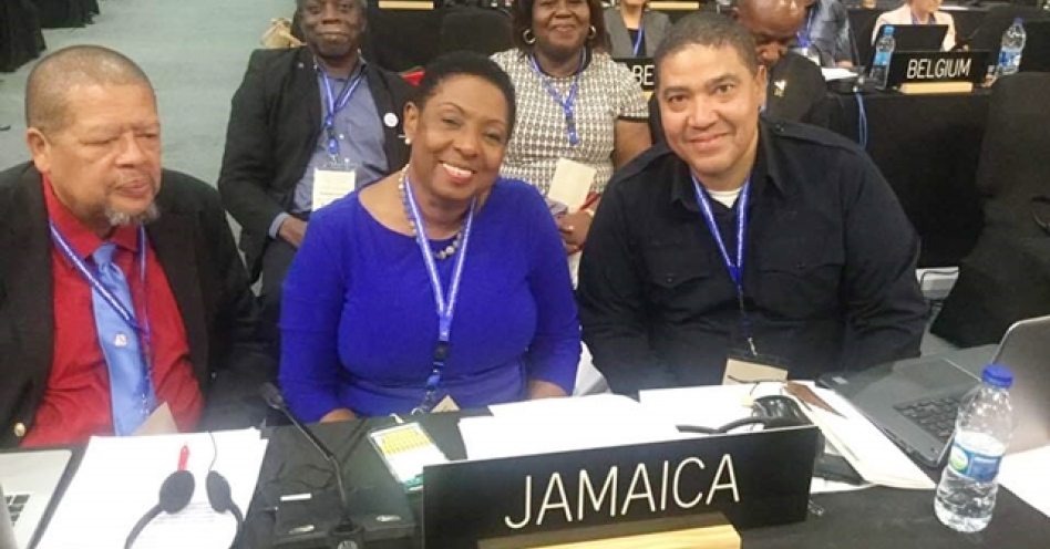Olivia Grange (centre) - Jamaica Minister of Culture, Gender, Entertainment and Sport